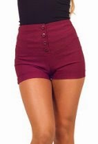 <br />Womens Casual Knitted Stretch Solid Color Fitted High-Waisted Button Down Shorts