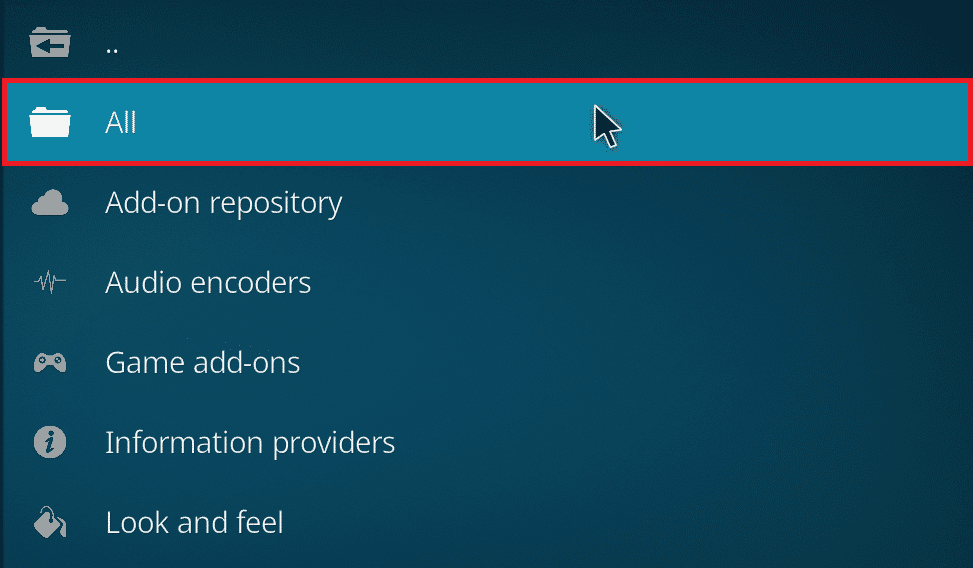 单击全部。 如何优化 Kodi