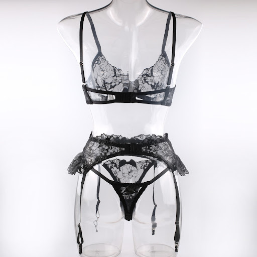 Title 12, Black Embroidered Garter Lace Sexy Womens Bra ...