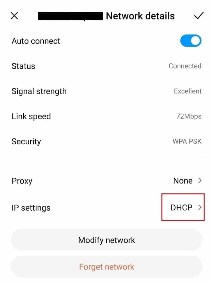 Cambiar DHCP a la configuración wifi estática de Android