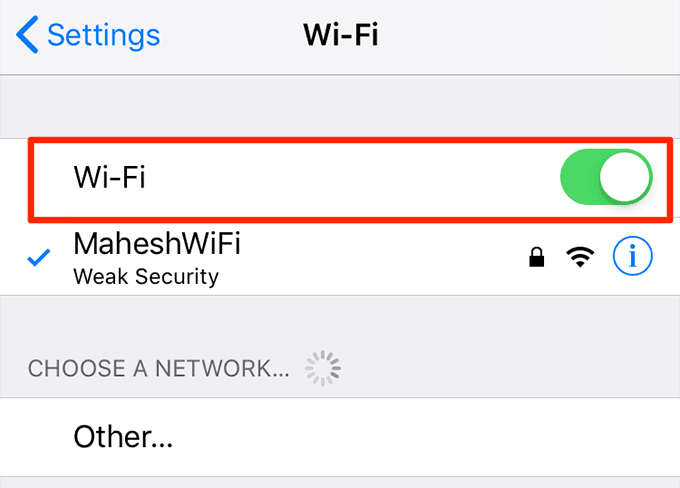 สลับ Wi-Fi ใน Wi-Fi