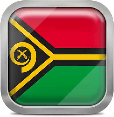 Vanuatu square flag with metallic frame
