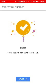 YouTube Go number verification