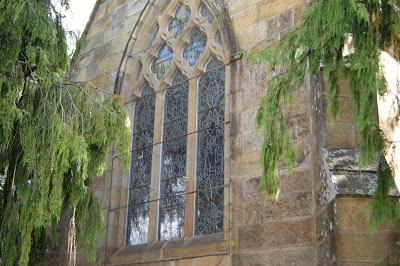 Triple-light East stained glass window