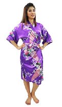 <br />Kiwano Women's Kimono Robes - Peacock & Blossom Printed - Long