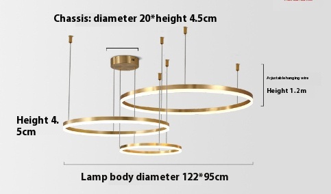 Title 8, Nordic Modern Copper Circle Chandelier for Luxu...