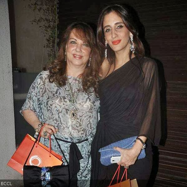 Farah Khan Ali (R) poses with a guest during Simone Khan's birthday party, held in Mumbai. (Pic: Viral Bhayani)