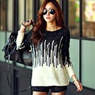 黑白配色亮片點綴針織衫 (共二色)-N.C21