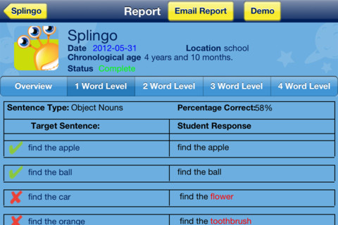 Receptive Language Assessment Report
