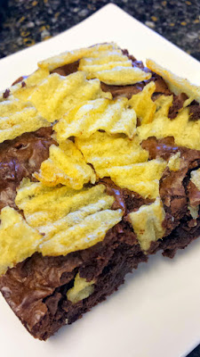 Potato chip topped brownies recipe with rich chocolate brownie and the salty crunch of potato chips