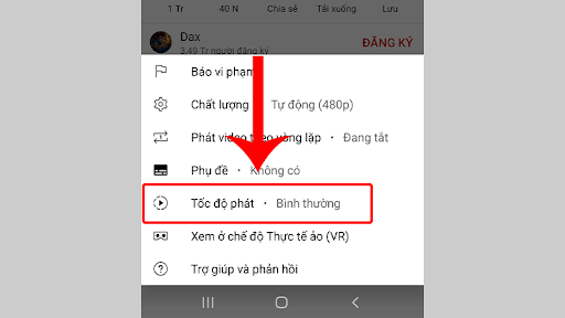 Chọn Tốc độ phát