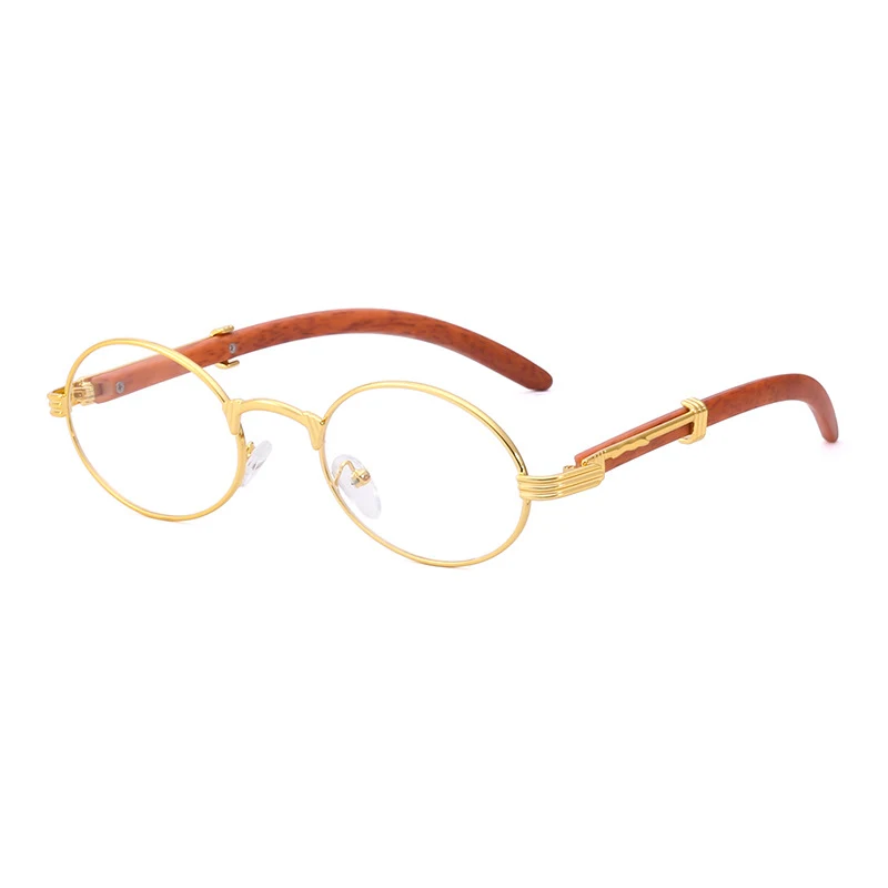 Retro Sonnenbrille in Holzoptik mit kleinem, rundem Gestell