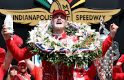 Marcus Ericsson celebrates in Victory Lane after winning the 106th Running of The Indianapolis 500 at Indianapolis Motor Speedway on May 29, 2022 in Indianapolis, Indiana.