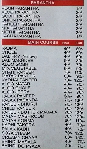 Andhra Restaurant menu 