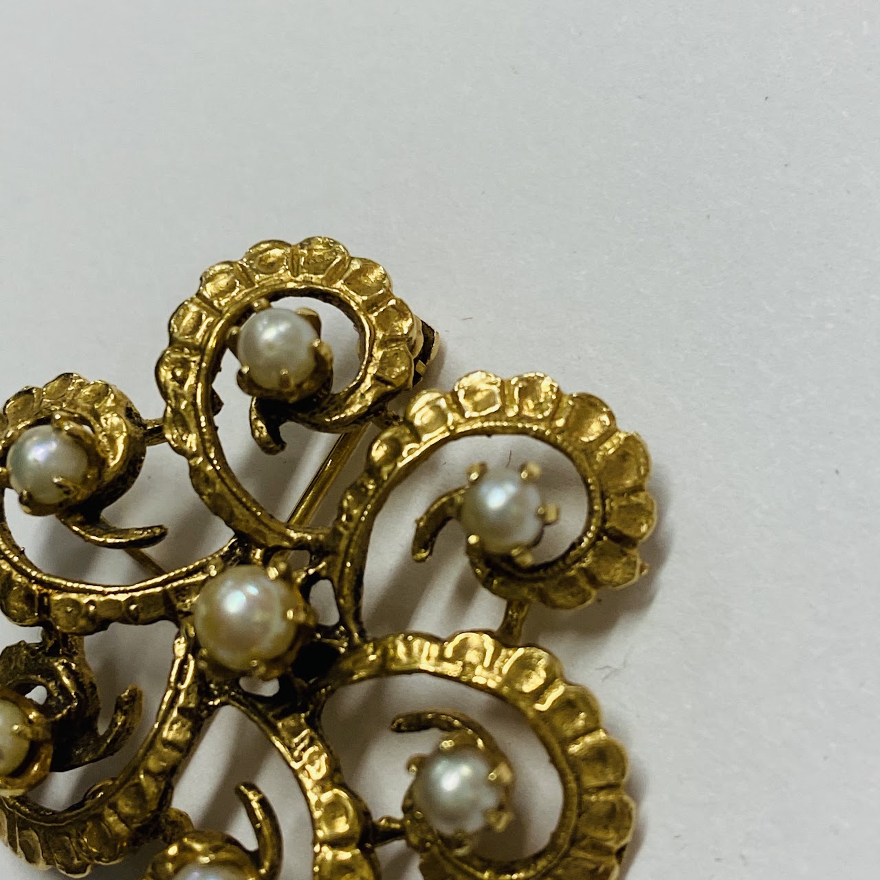 14K Gold and Pearl Brooch