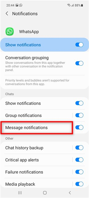 Accedi alle notifiche dei messaggi