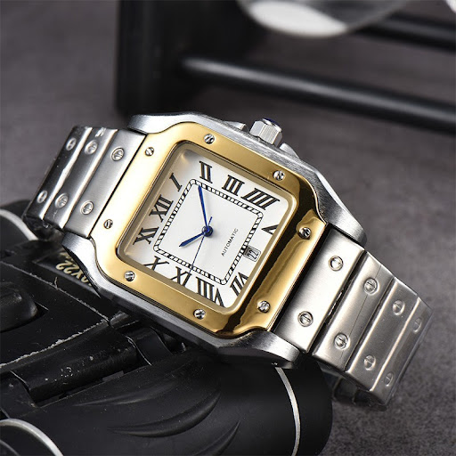 Title 3, Mens 3-Pin Quartz Square All-Steel Watch A sty...