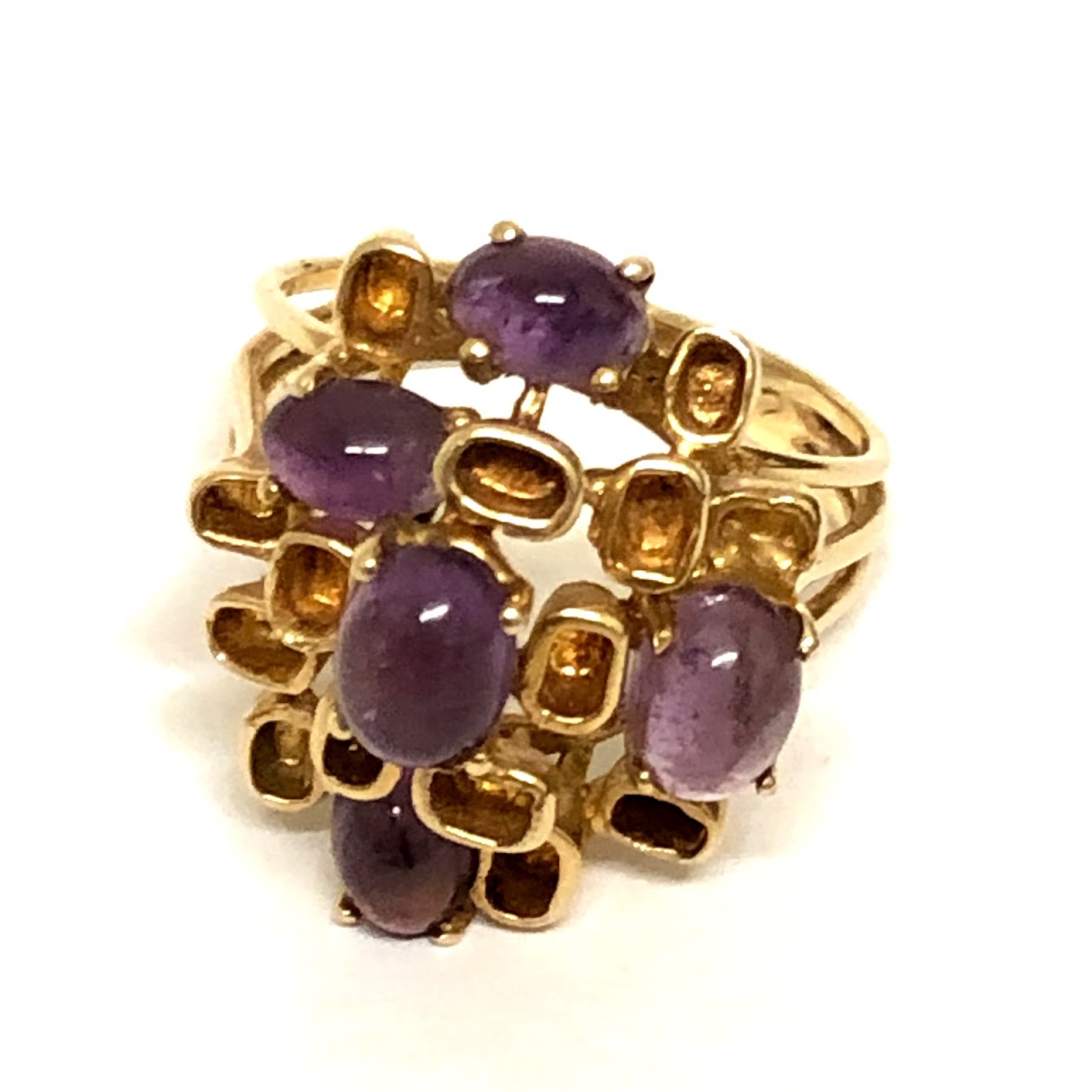 14K Gold and Amethyst Modernist Ring