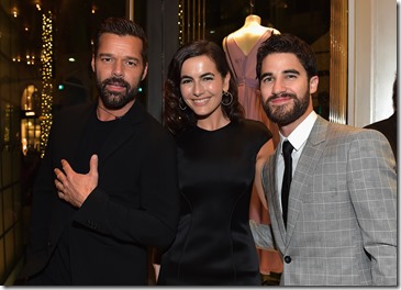 BEVERLY HILLS, CA - MARCH 03:  (L-R) Ricky Martin, Camilla Belle, and Darren Criss attend Giorgio Armani's celebration of 'The Shape of Water' hosted by Roberta Armani on March 3, 2018 in Beverly Hills, California.  (Photo by Donato Sardella/Getty Images for Giorgio Armani)