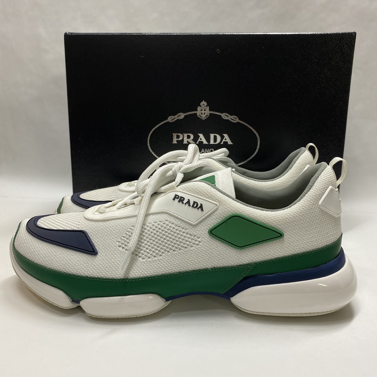 orange and white prada sneakers