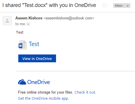 document partagé onedrive