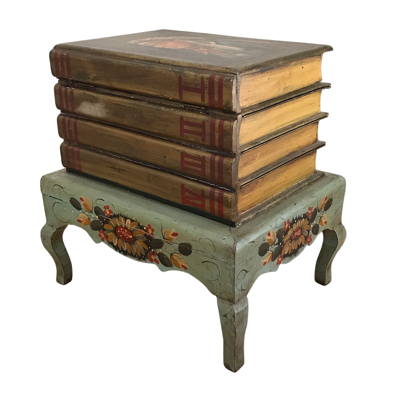 Hand-Painted Book Stack Chest