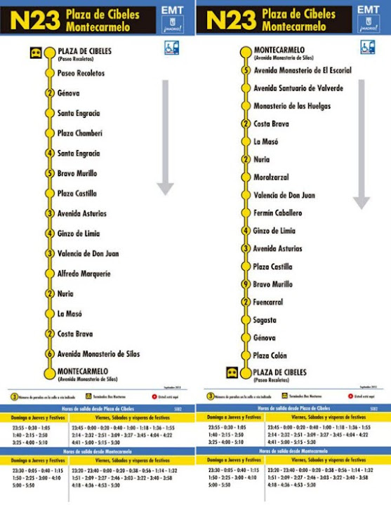 Planos de la nueva red de autobuses nocturnos (búhos) desde el 30 de septiembre de 2013