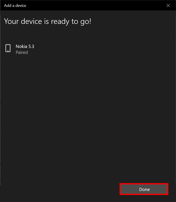 お使いの携帯電話は、Windows10ラップトップまたはPCに正常に接続されました