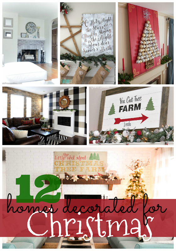 12 Homes Decorated for Christmas at GingerSnapCrafts.com #forthehome #Christmas #homedecor