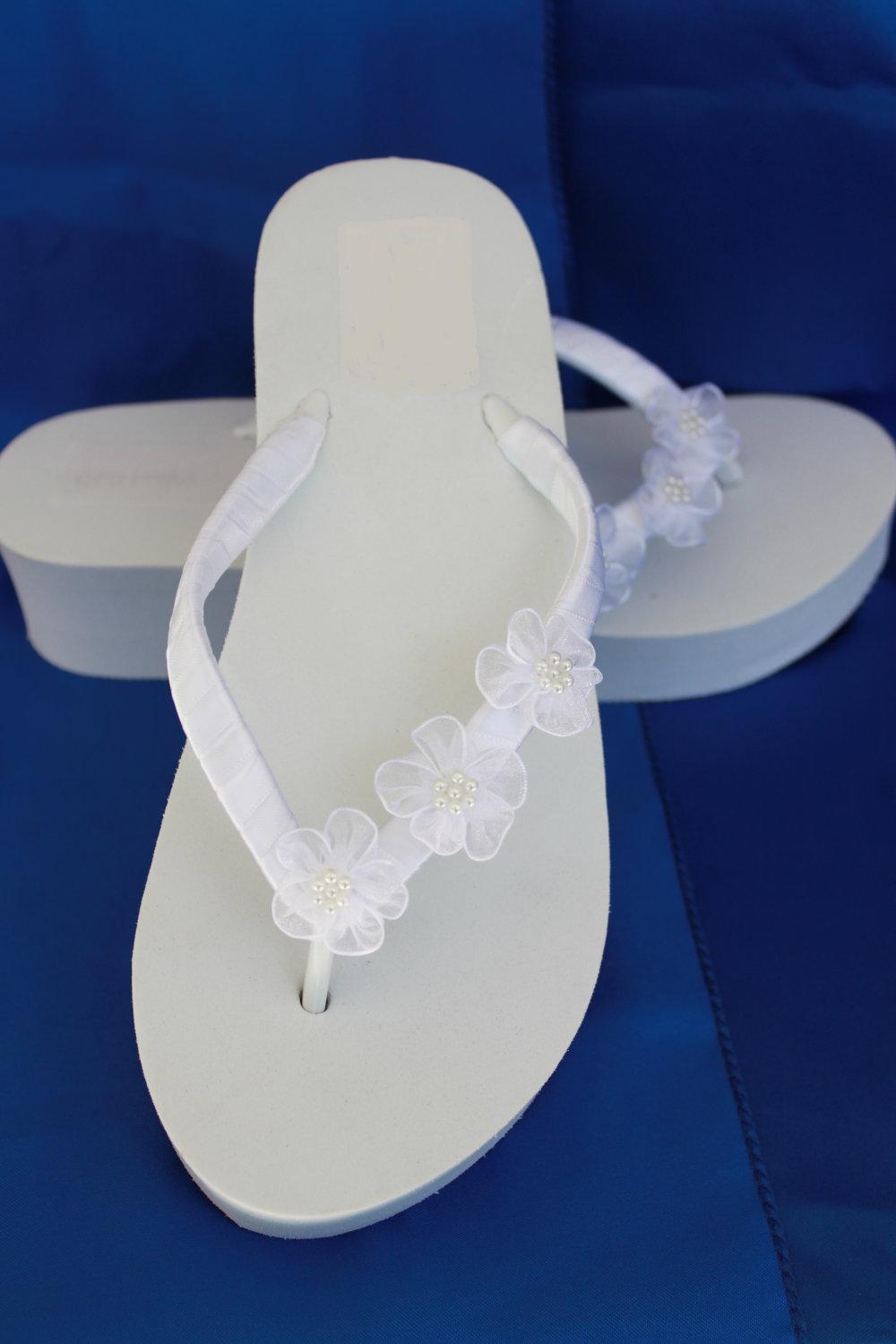 Bridal White Wedge Flip Flops