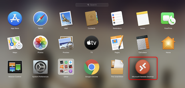Klik op Microsoft Remote Desktop
