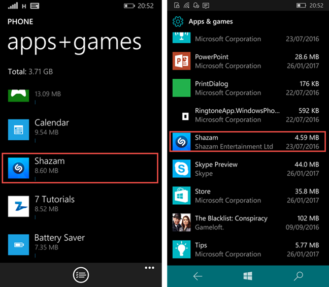 Windows 10 Mobile, Windows Phone, disinstallazione, app, giochi