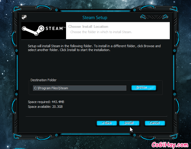 chọn nơi cài đặt Steam