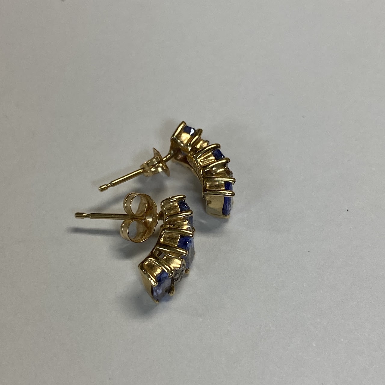 14K Gold, Diamond, and Amethyst Earrings