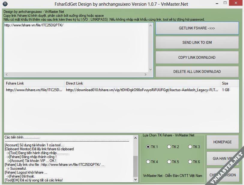 Share Tool Getlink FshareD Ver 1.0.7 download với acc Fshare VIP VnMaster.Net-Fshare1