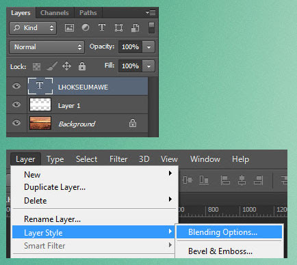 Layer > Layer Style > Blending Options