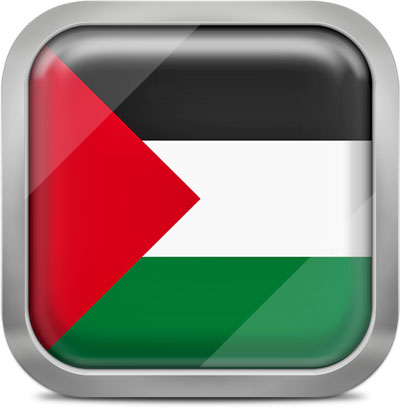 Palestine square flag with metallic frame
