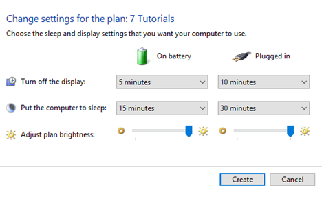 Energieschema, Aanmaken, Aangepast, Windows