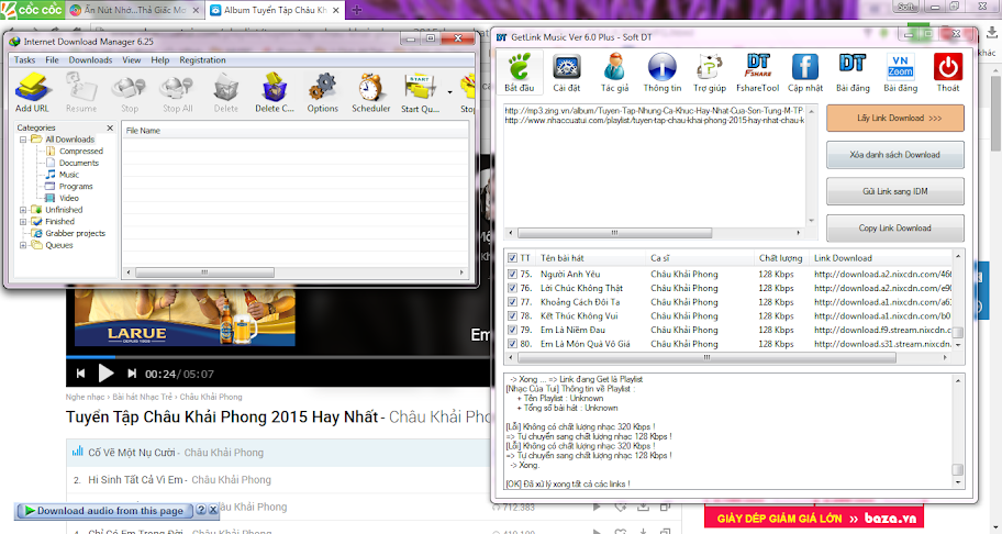 Tool GetLink Mp3 Zing, nhaccuatui, chiasenhac.com - Soft DT: Tool tha hồ tải nhạc 320kbps - Down album - Auto rename full tiếng việt Nct
