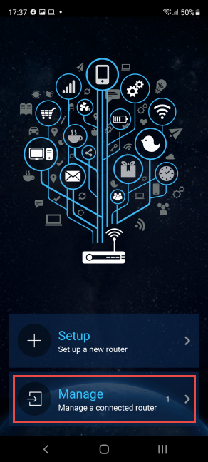 เลือกจัดการในแอพ ASUS Router