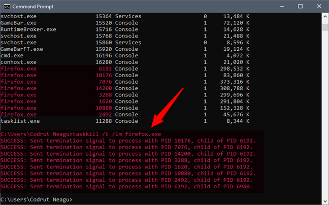 Usando cmd para matar todos los procesos secundarios de un proceso