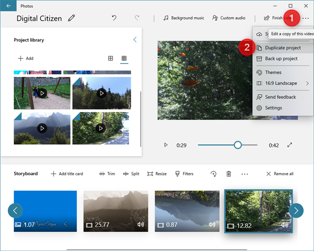 In Video Editor, puoi duplicare progetti video