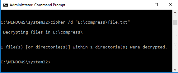 Giải mã tệp hoặc thư mục bằng Command Prompt |  Giải mã các tệp và thư mục được mã hóa EFS trong Windows 10