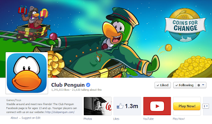 Coins for Change 2013 on Club Penguin Social Media