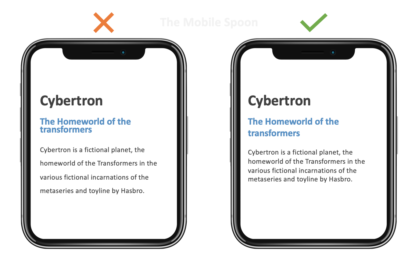 Mobile UI design - leading space should be 2-5pt larger than the type size