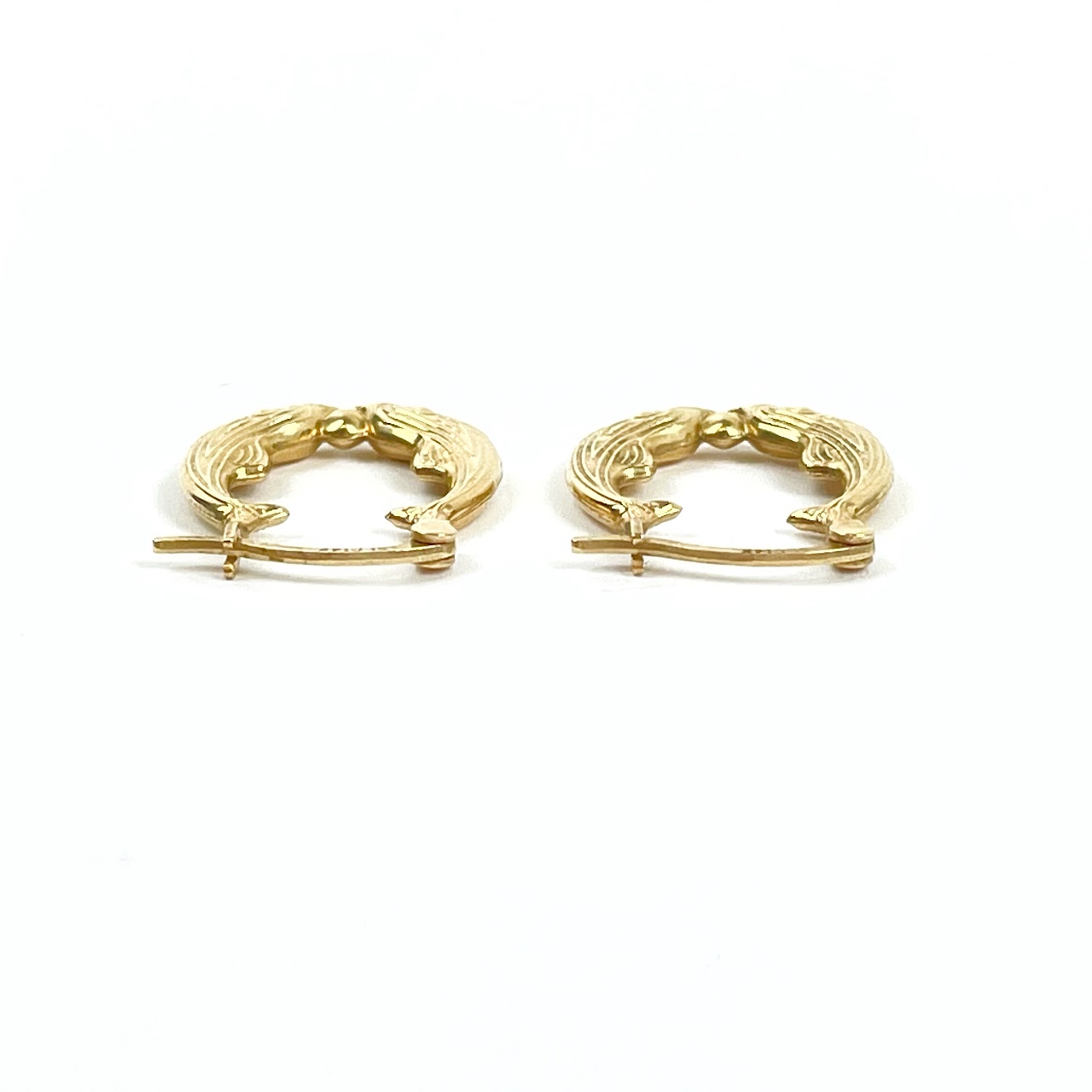 14K Gold Fish Hoop Earrings