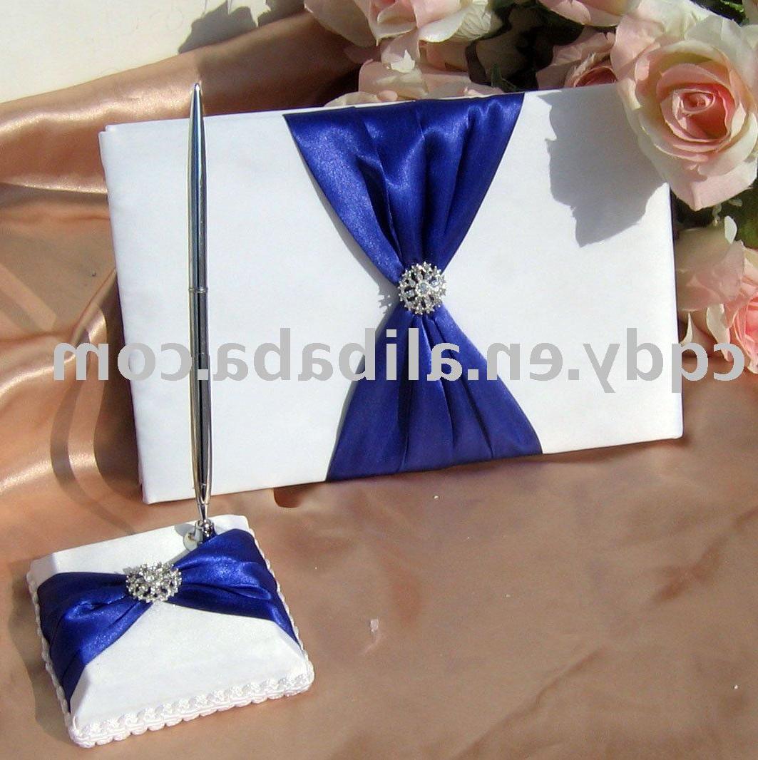 white and blue bow wedding