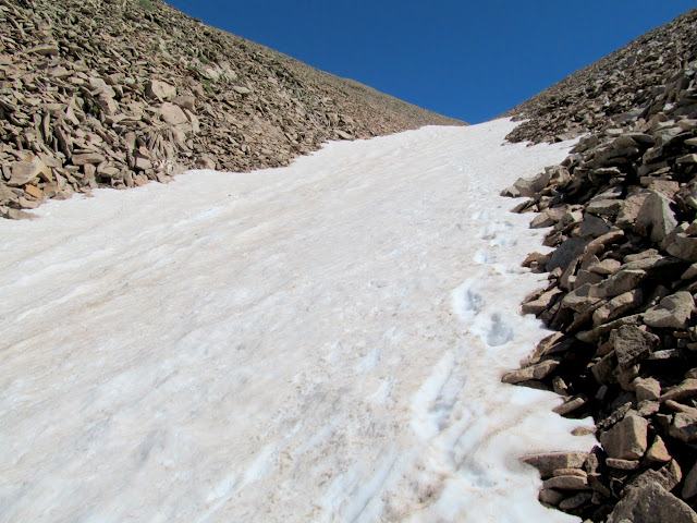 Ascending along the snow's edge