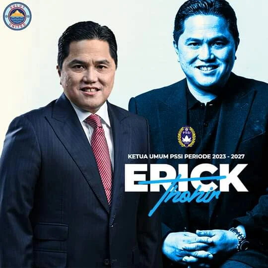 Erick Thohir resmi menjadi Ketua Umum (Ketum) Persatuan Sepakbola Seluruh Indonesia (PSSI) periode 2023-2027. (Foto Sulut United)