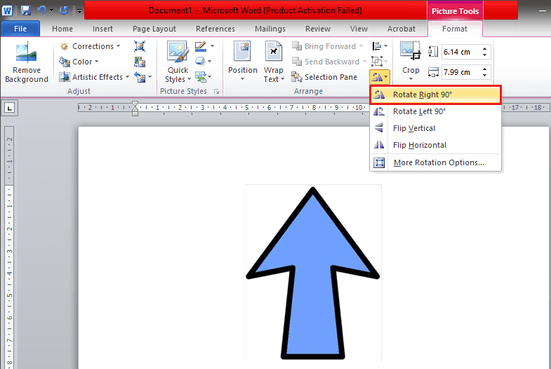 In het vervolgkeuzemenu vindt u de optie om de afbeelding 90° . te draaien